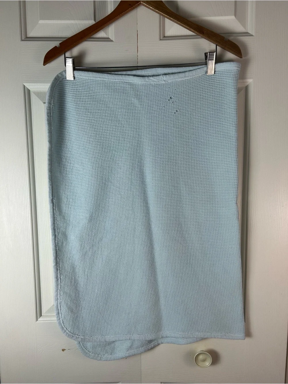 Baby Morgan Solid Light Blue Thermal Blanket Waffle Weave USA Made 100% Cotton